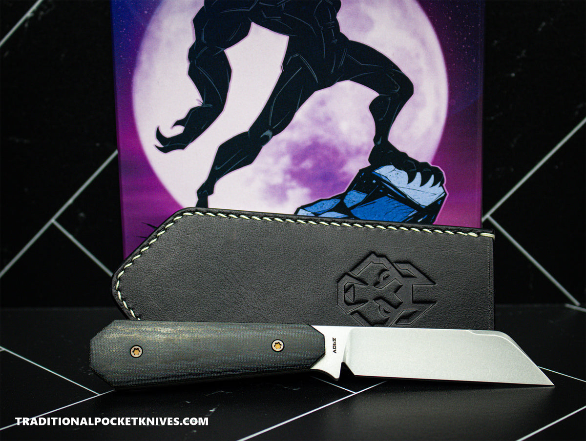 Jack Wolf Knives Midnight FIXedc Black Linen Micarta Stonewash
