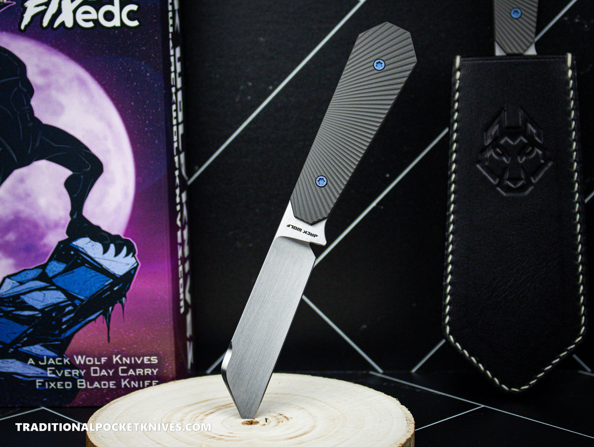 Jack Wolf Knives Midnight FIXedc Titanium Starburst Hand Satin