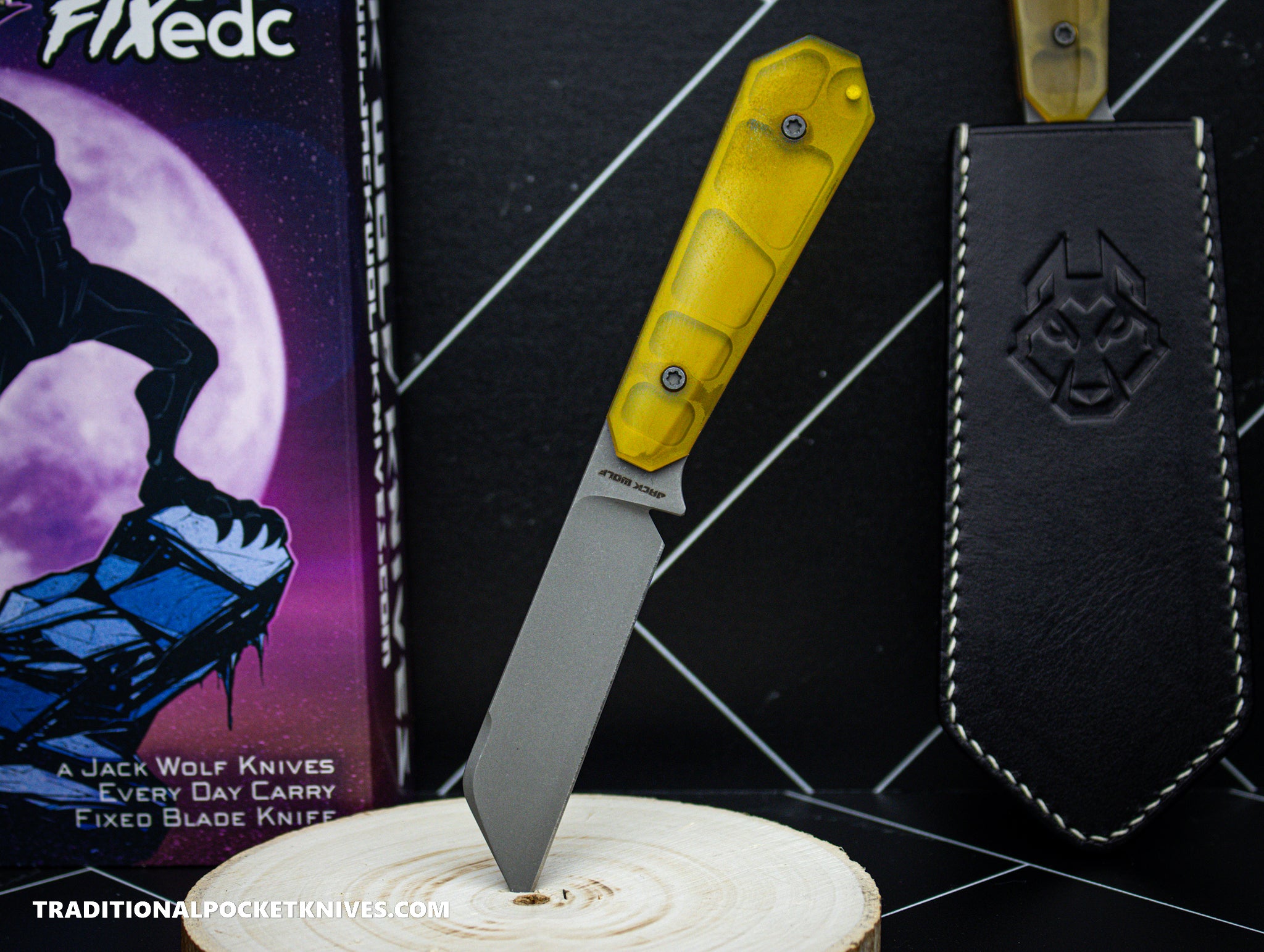 Jack Wolf Knives Midnight FIXedc Ultem Blast and Tumble - C