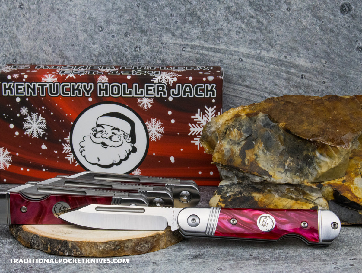 Kentucky Holler Jack: Santa Red Pearl Acrylic - Spearpoint 154CM