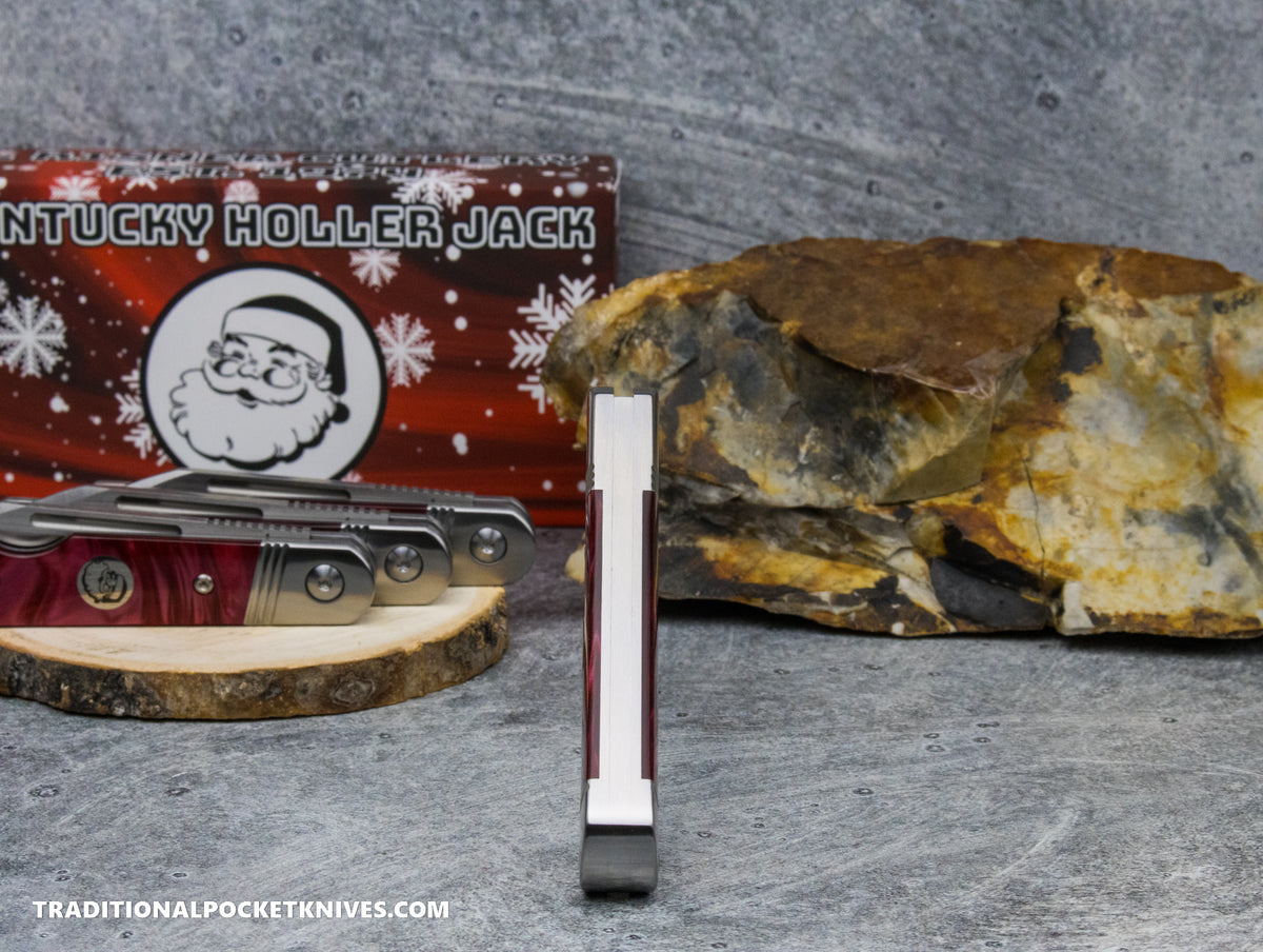 Kentucky Holler Jack: Santa Red Pearl Acrylic - Spearpoint 154CM