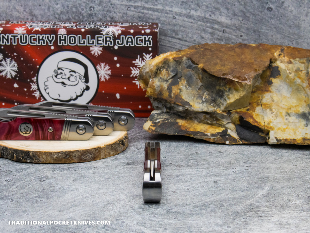 Kentucky Holler Jack: Santa Red Pearl Acrylic - Spearpoint 154CM