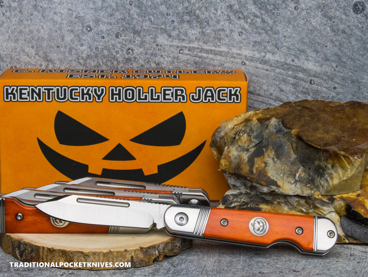 Kentucky Holler Jack: Jack-o&#39;-lantern Smooth Orange Bone - Spearpoint 154CM