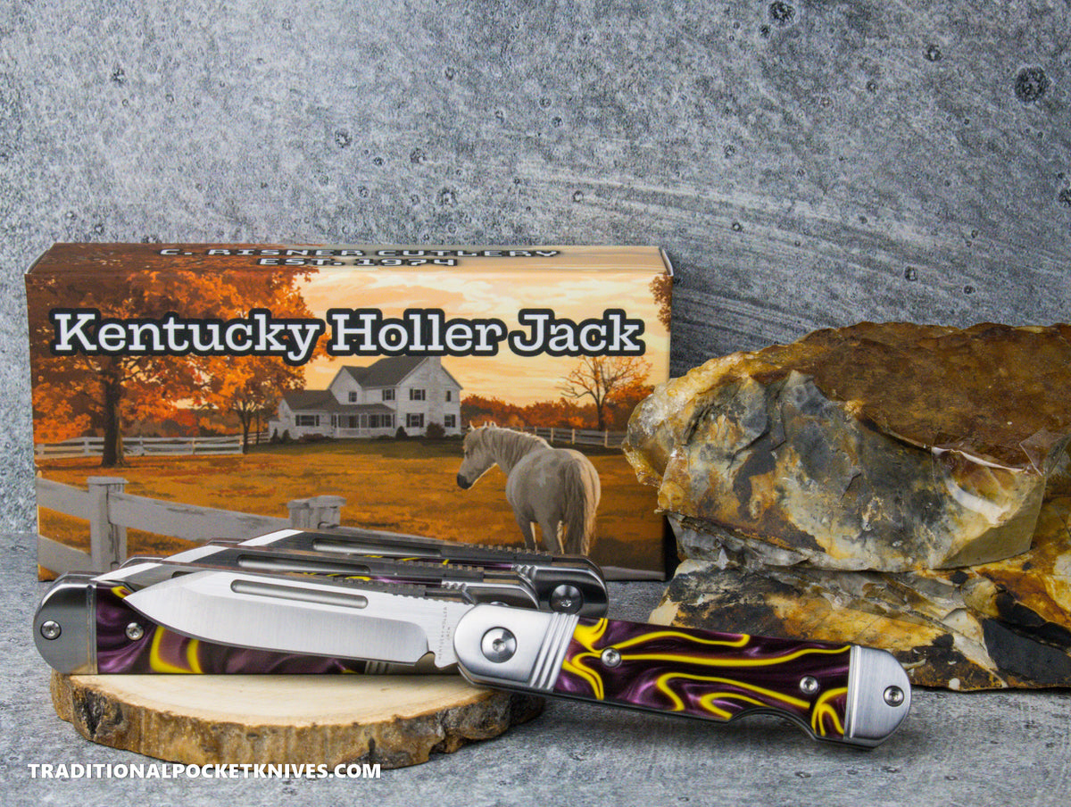 Kentucky Holler Jack: Kirinite Ultraviolet Acrylic - Spearpoint 154CM