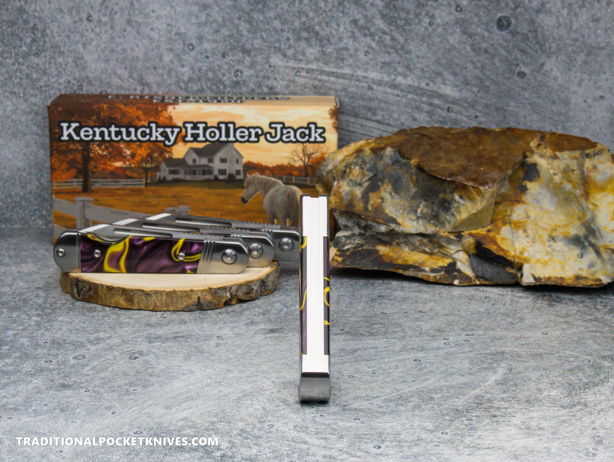 Kentucky Holler Jack: Kirinite Ultraviolet Acrylic - Spearpoint 154CM