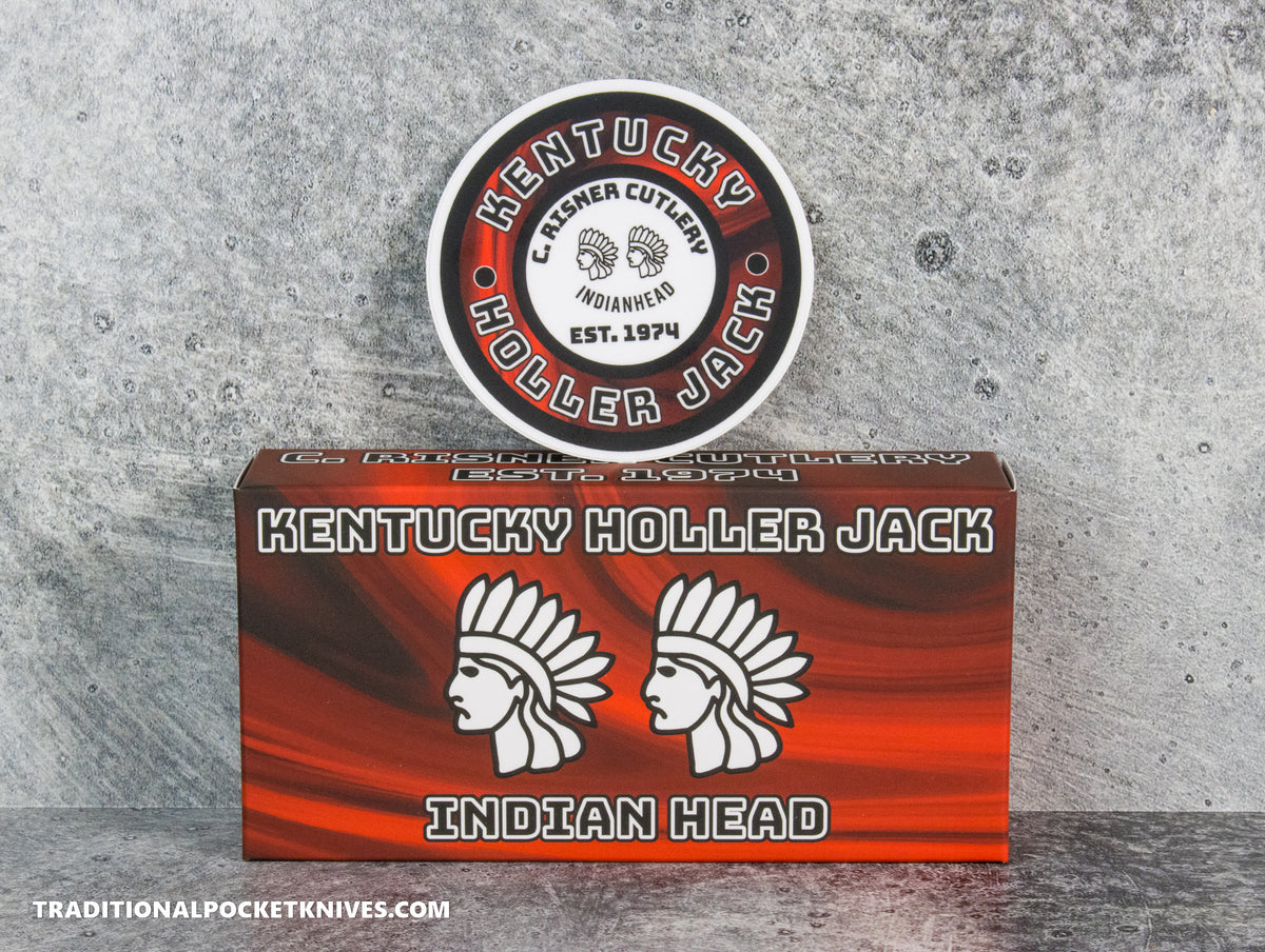 Kentucky Holler Jack: Indian Head Red Pearl Acrylic - Spearpoint 154CM