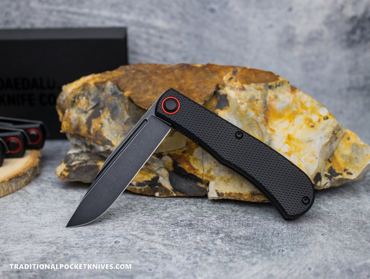 Daedalus Knife Co. &quot;The Lab&quot; Checkered Black Anodized Aluminum