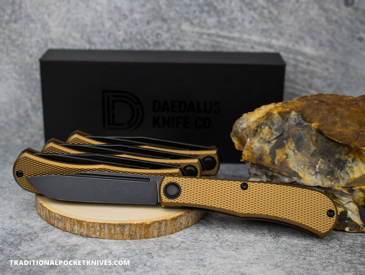 Daedalus Knife Co. &quot;The Lab&quot; Checkered Bronze Anodized Aluminum