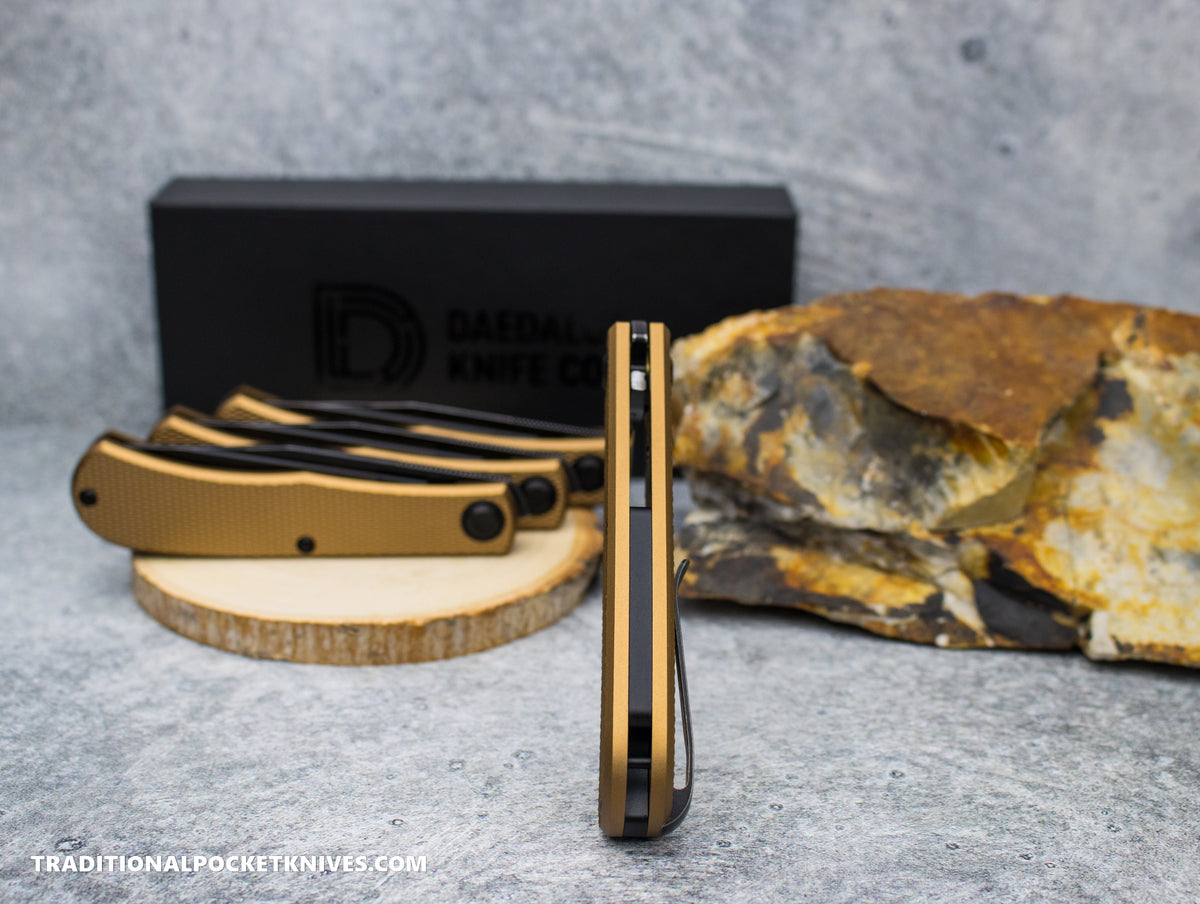 Daedalus Knife Co. &quot;The Lab&quot; Checkered Bronze Anodized Aluminum