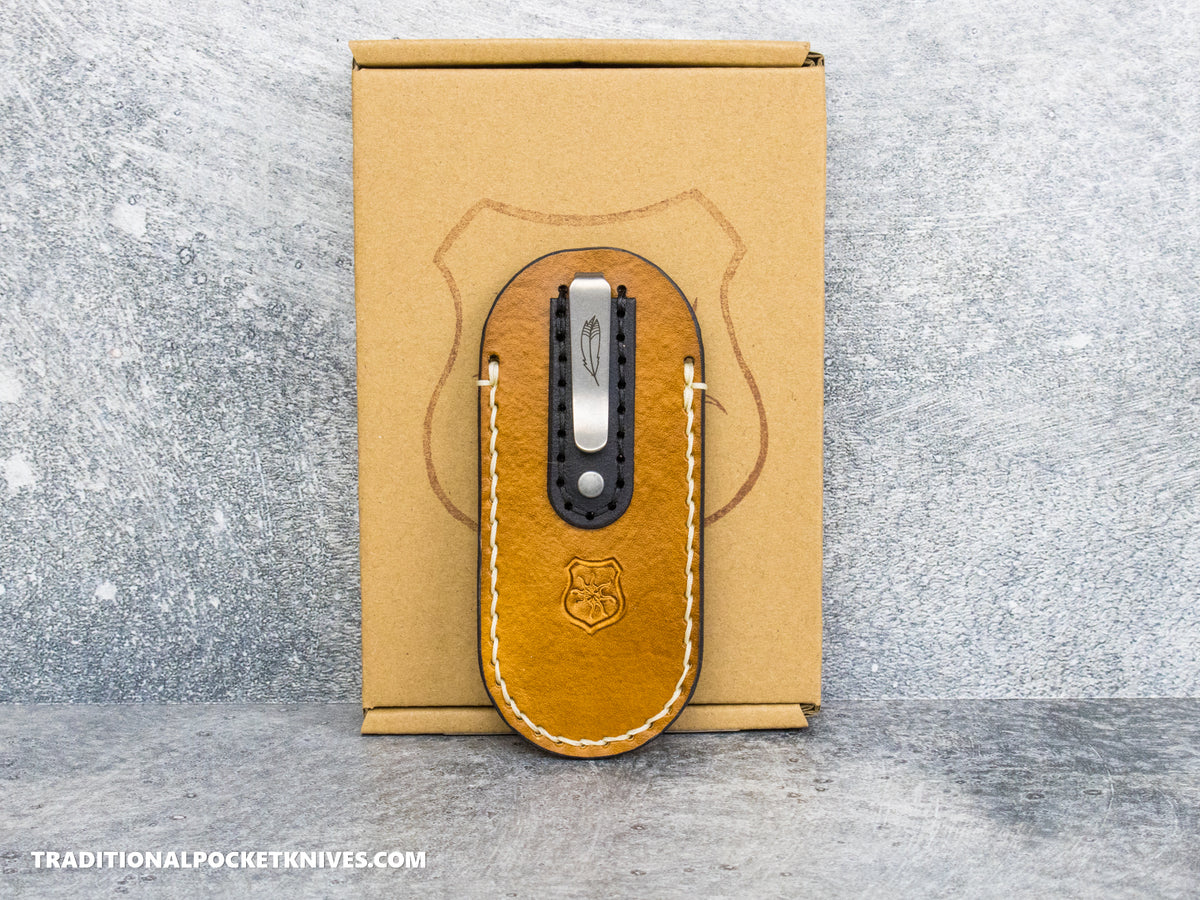 Lancelot Leather Clip Slip Standard with LynchNW Titanium Clip - Walnut / Cream