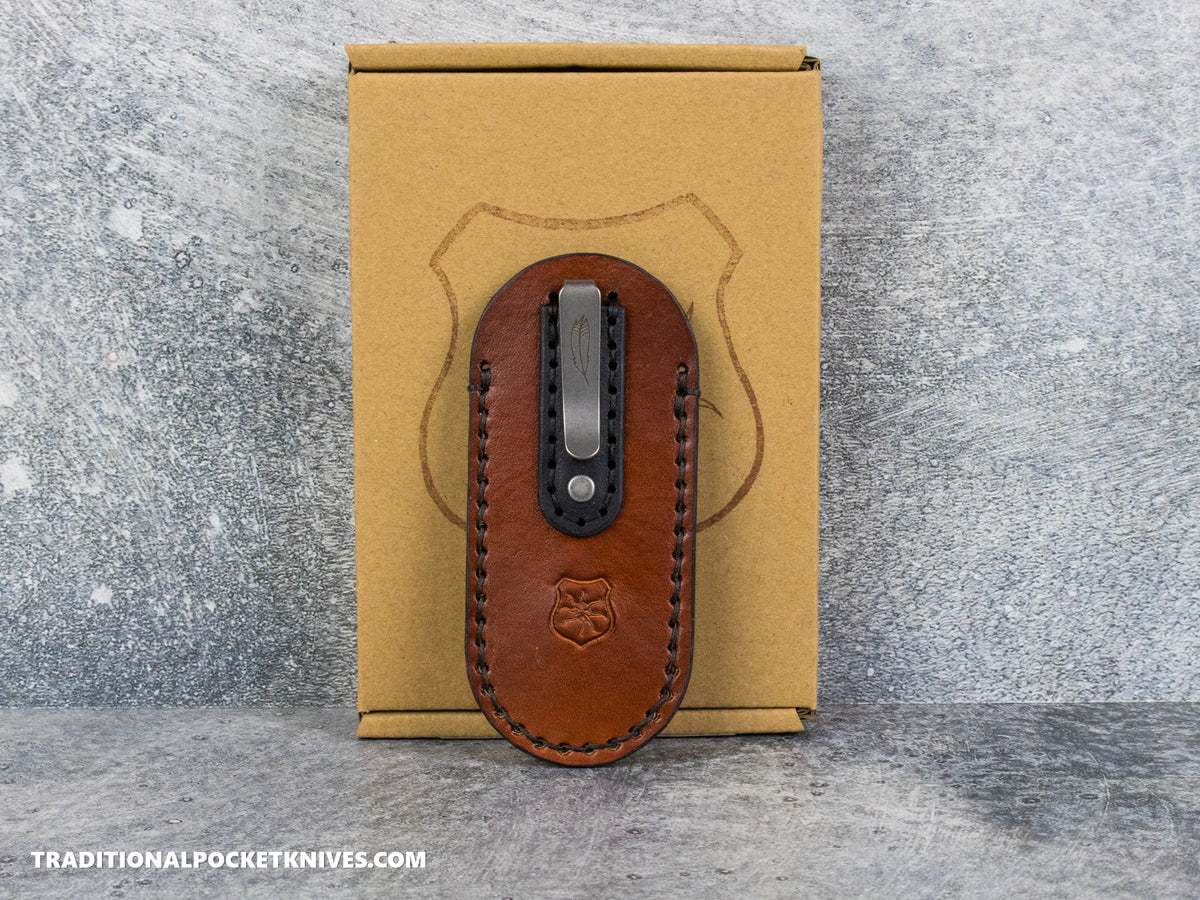 Lancelot Leather Clip Slip Standard with LynchNW Titanium Clip - Mahogany / Dark Brown