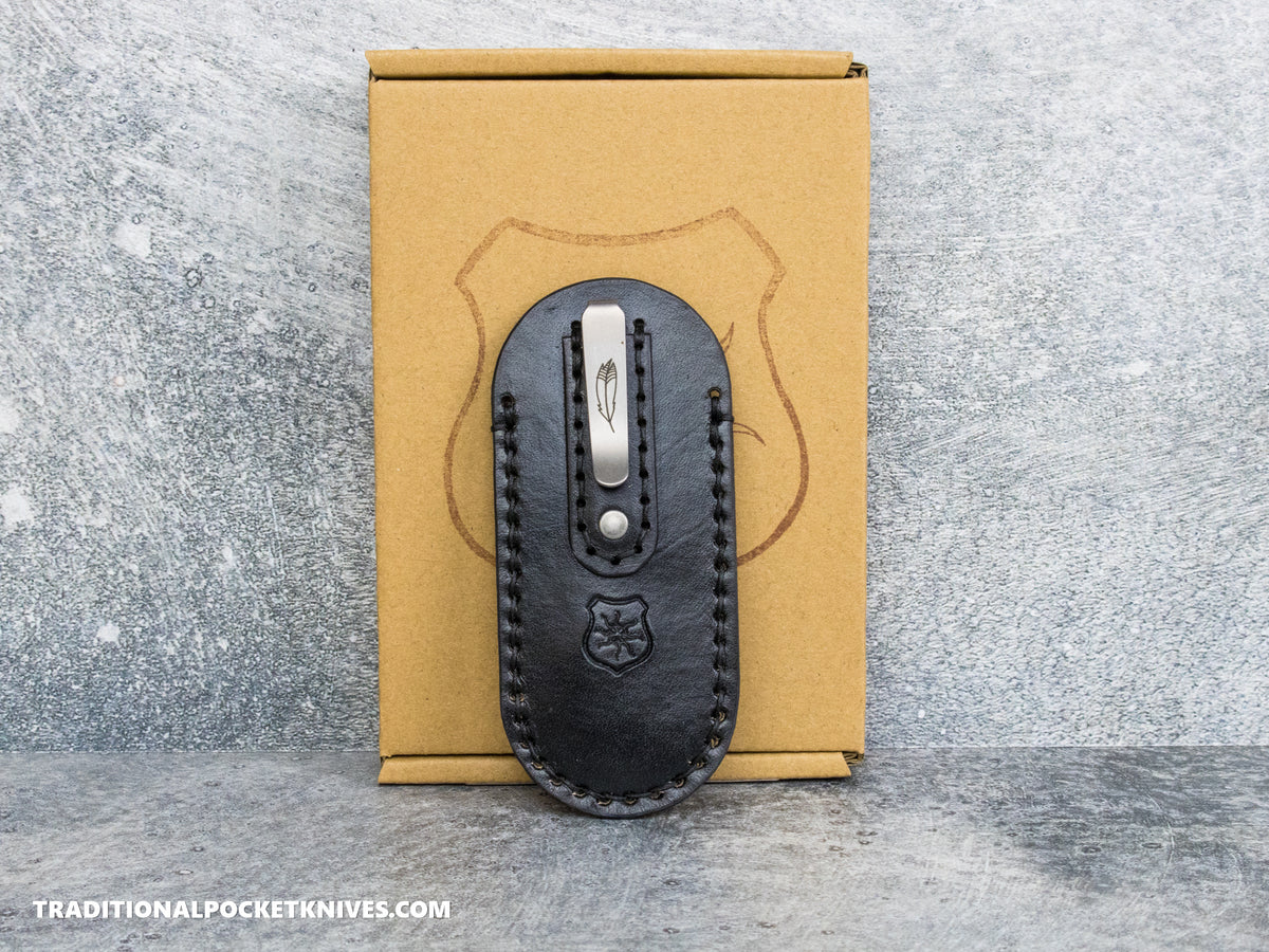 Lancelot Leather Clip Slip Standard with LynchNW Titanium Clip - Black / Black