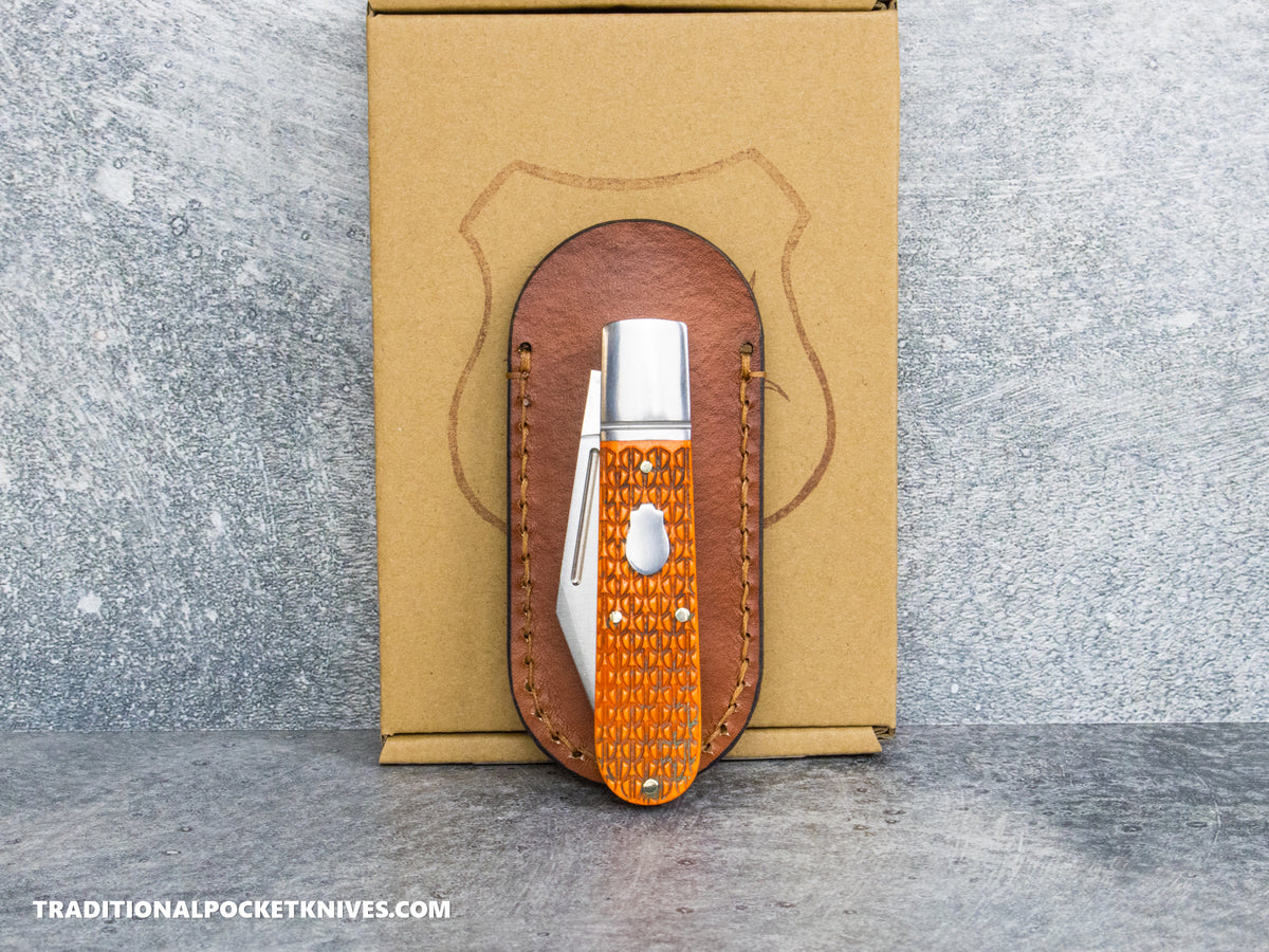 Lancelot Leather Clip Slip Standard with LynchNW Titanium Clip - Mahogany / Tan
