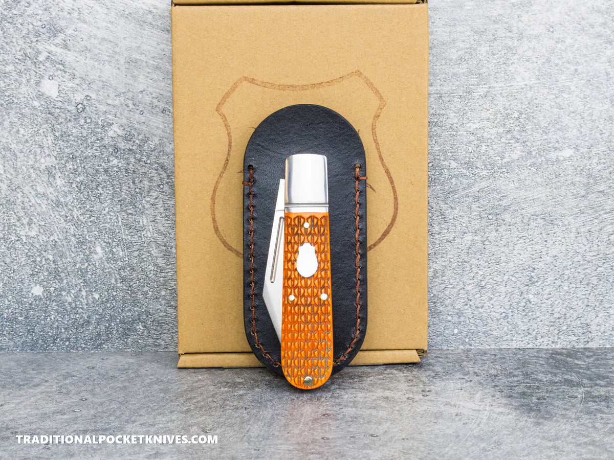 Lancelot Leather Clip Slip Standard with LynchNW Titanium Clip - Black / Chestnut