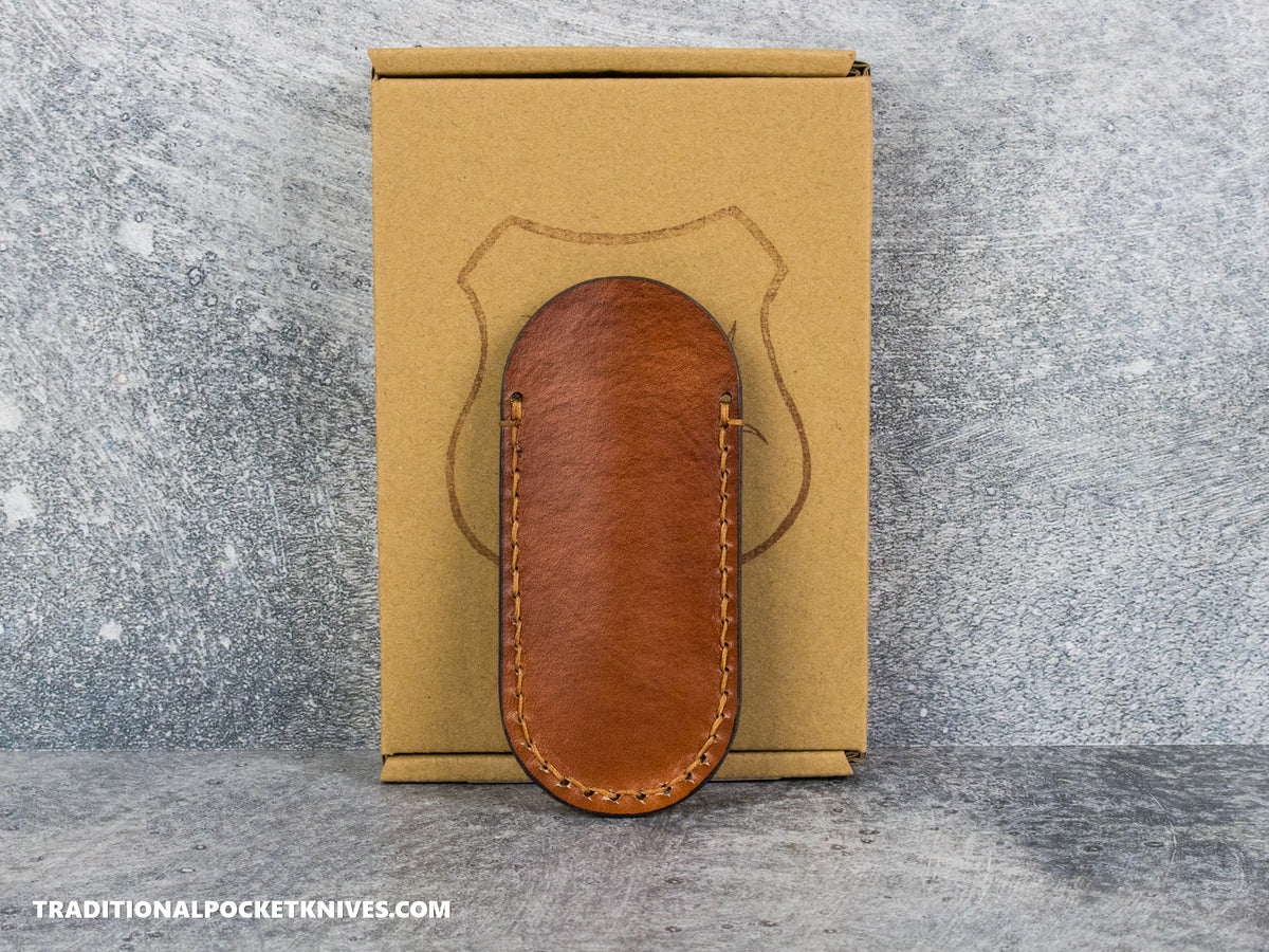 Lancelot Leather Clip Slip Standard with LynchNW Titanium Clip - Mahogany / Tan
