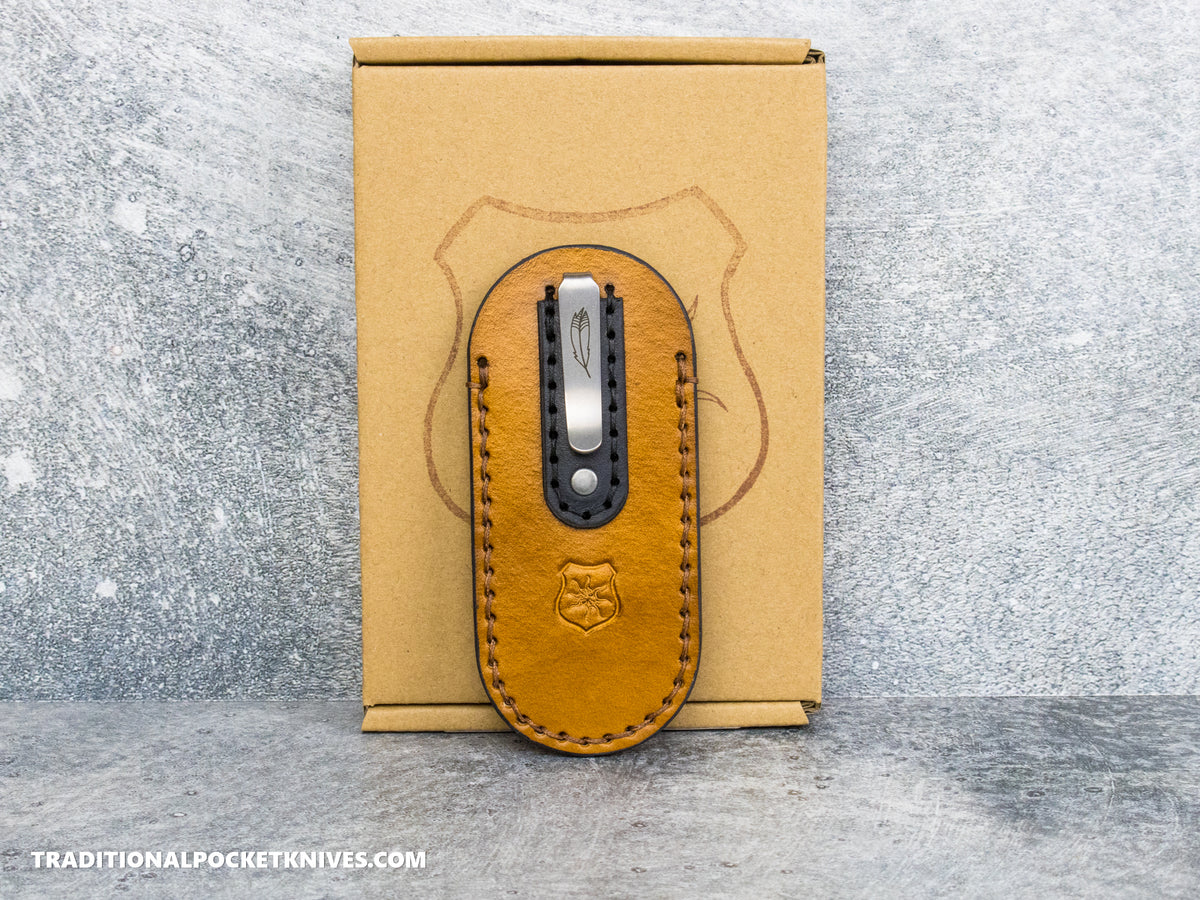 Lancelot Leather Clip Slip Standard with LynchNW Titanium Clip - Walnut / Havana Cigar