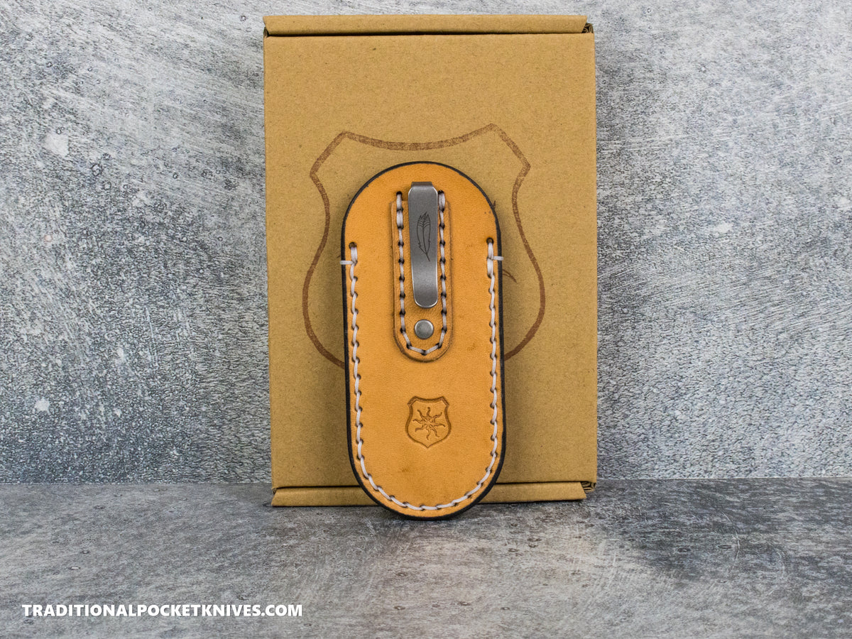 Lancelot Leather Clip Slip Standard with LynchNW Titanium Clip - Natural / White