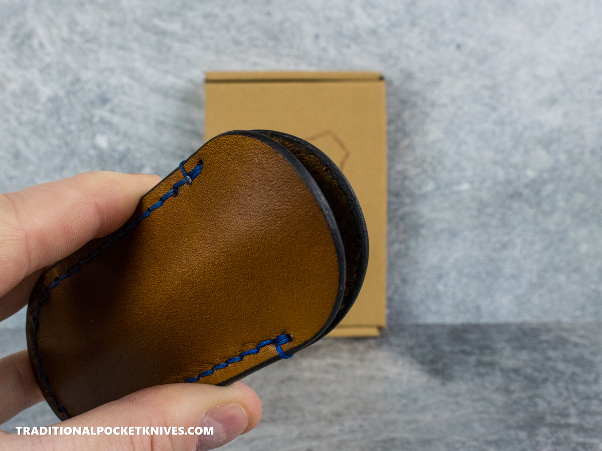 Lancelot Leather Clip Slip Standard with LynchNW Titanium Clip - Walnut / Royal Blue