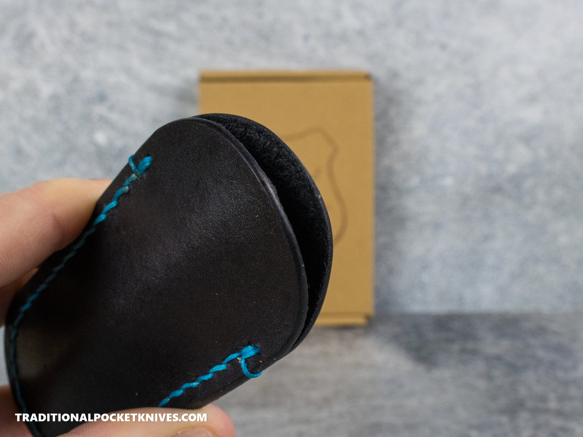 Lancelot Leather Clip Slip Standard with LynchNW Titanium Clip - Black / Aqua