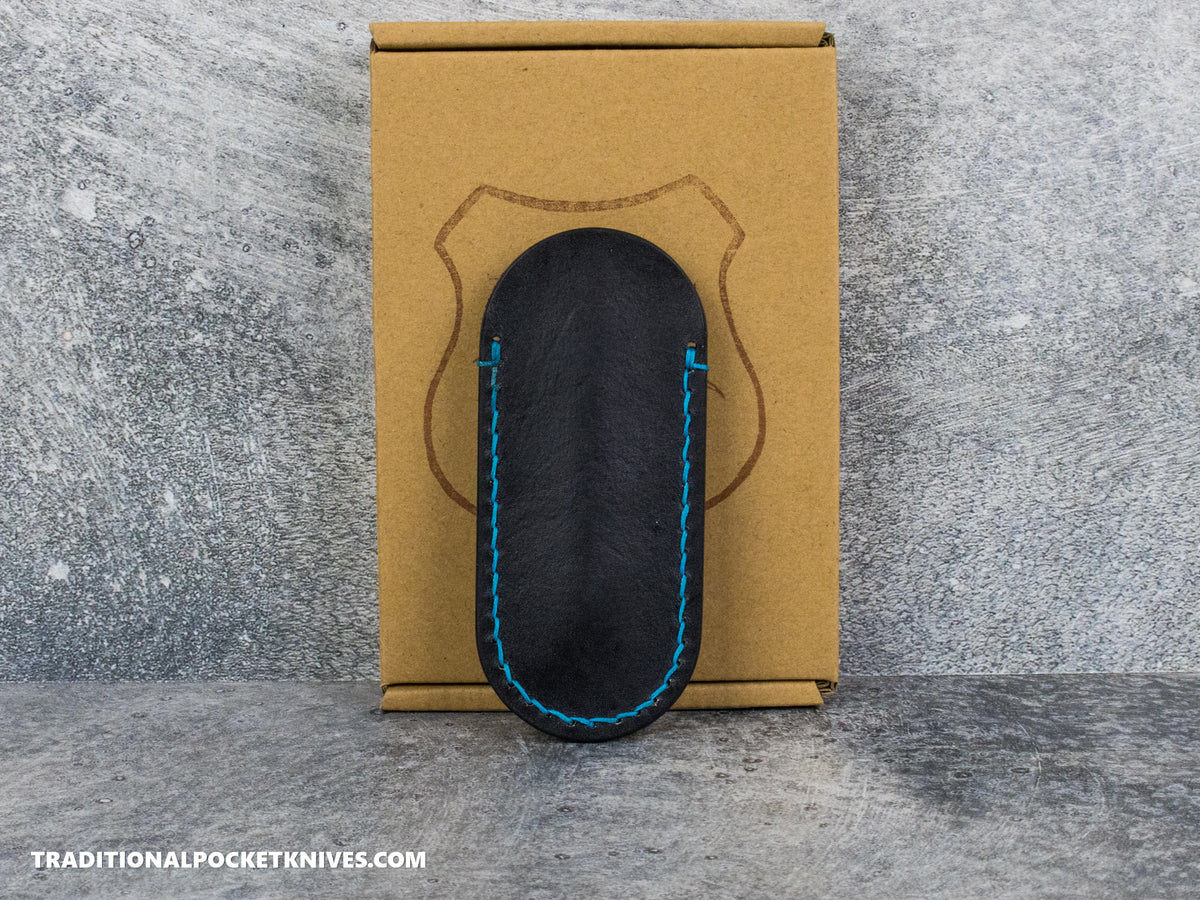 Lancelot Leather Clip Slip Standard with LynchNW Titanium Clip - Black / Aqua