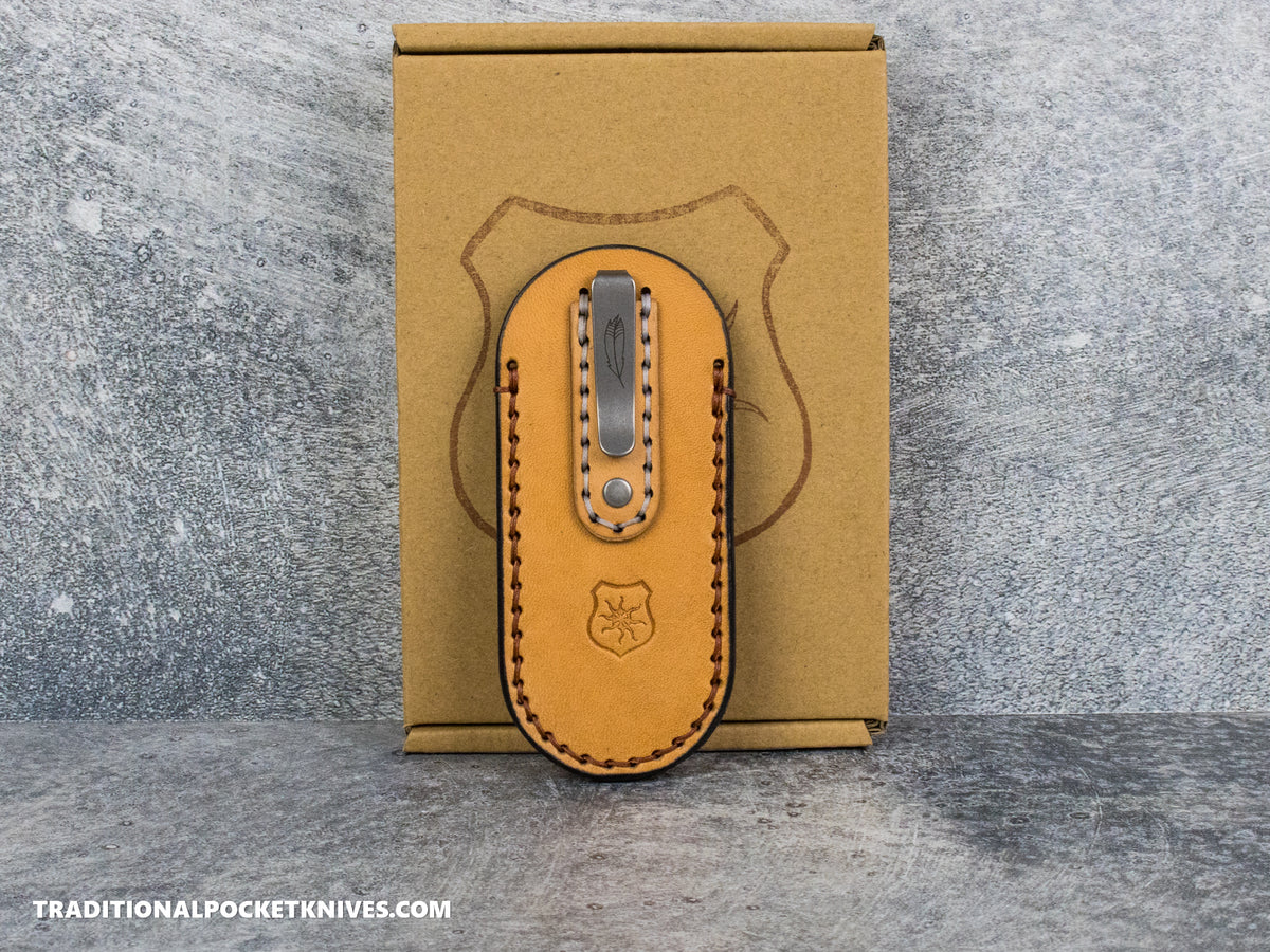Lancelot Leather Clip Slip Standard with LynchNW Titanium Clip - Natural / Chestnut