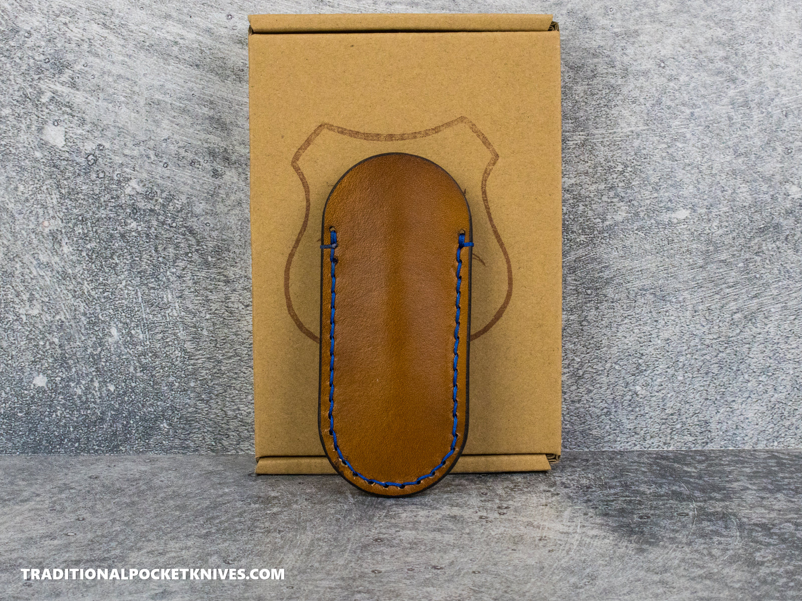 Lancelot Leather Clip Slip Standard with LynchNW Titanium Clip - Walnut / Royal Blue