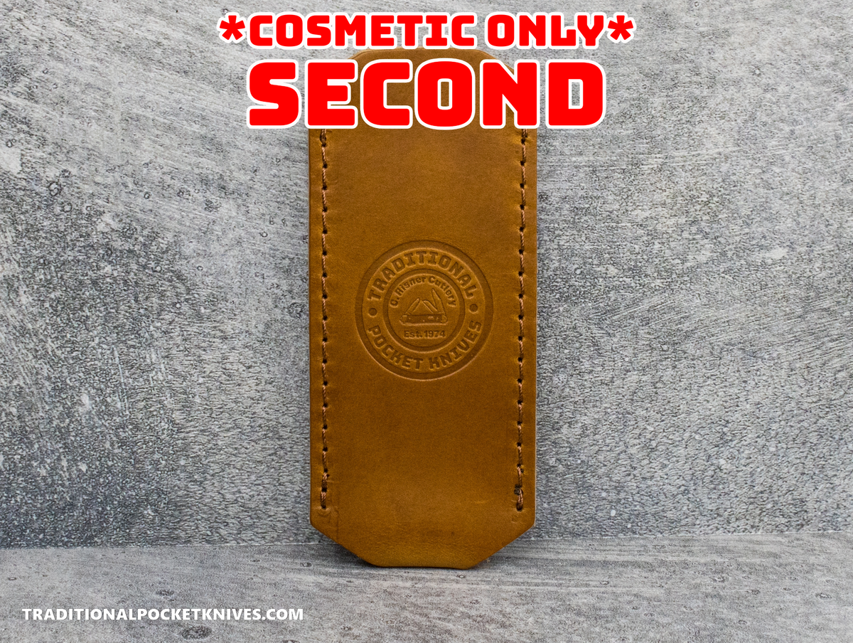 COSMETIC SECONDS: C. Risner Cutlery Premium Logo Leather Knife Slip Large - Buck Brown Buttero