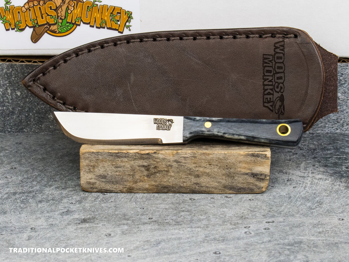 Woods Monkey Lil Widdle Chete - Black Bone AEB-L Leather Sheath
