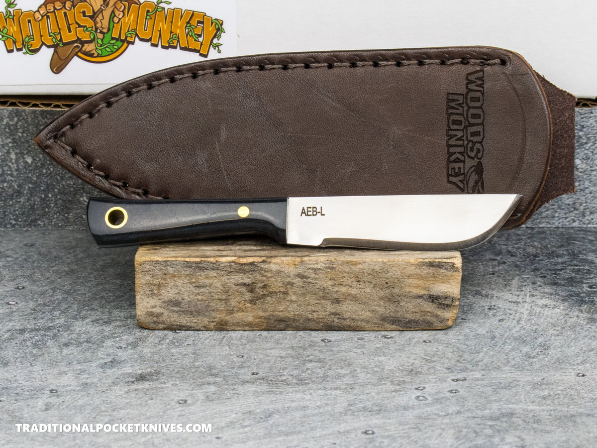 Woods Monkey Lil Widdle Chete - Black Bone AEB-L Leather Sheath