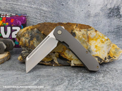 Divo Knives Exclusive Lush V2: Righty - Full Ti Darkblast Sawcut