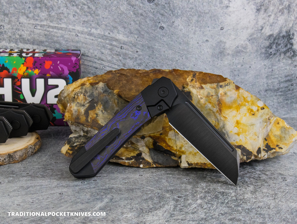 Divo Knives Exclusive Lush V2: Righty - CamoCarbon Purple Flow Vanax DLC Steel
