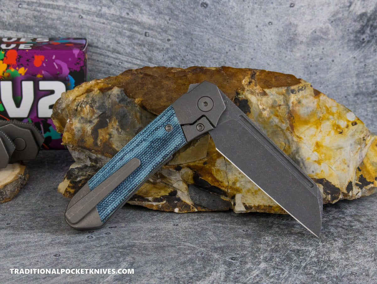 Divo Knives Exclusive Lush V2: Righty - Blue Denim Micarta Vanax Steel