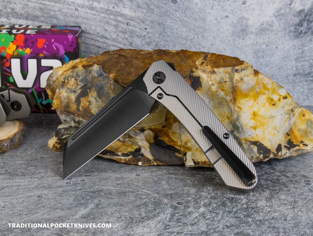Divo Knives Exclusive Lush V2: Lefty - Full Ti Beadblast Sawcut Vanax DLC Steel