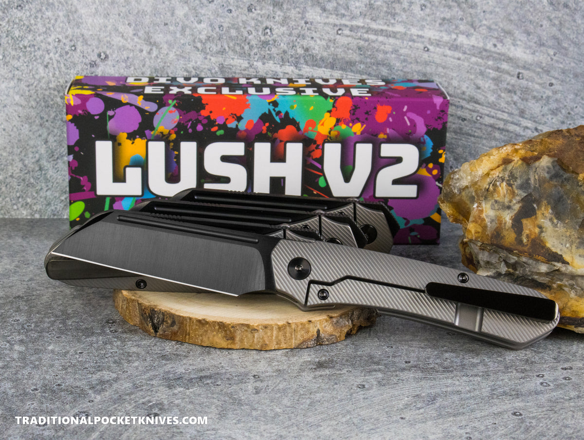 Divo Knives Exclusive Lush V2: Lefty - Full Ti Beadblast Sawcut Vanax DLC Steel