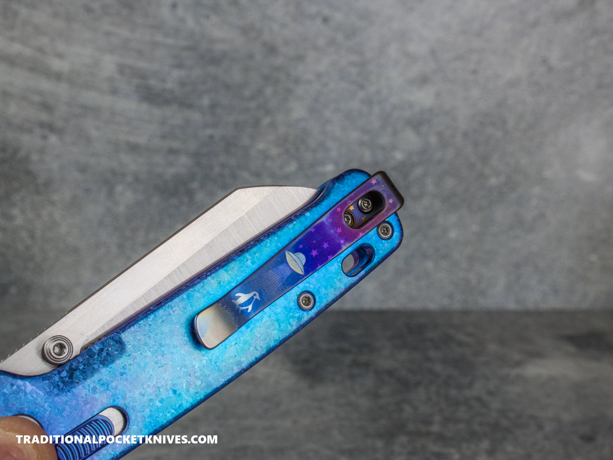 LIMITED RUN: Lynch Northwest Exclusive: QSP Penguin Glyde Lock Right Handed Titanium Clip - "Where's the Penguin?"