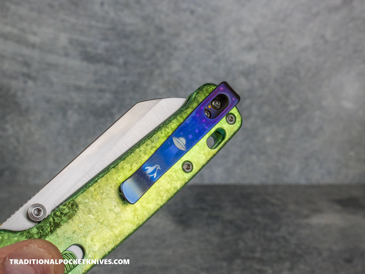 LIMITED RUN: Lynch Northwest Exclusive: QSP Penguin Glyde Lock Right Handed Titanium Clip - "Where's the Penguin?"