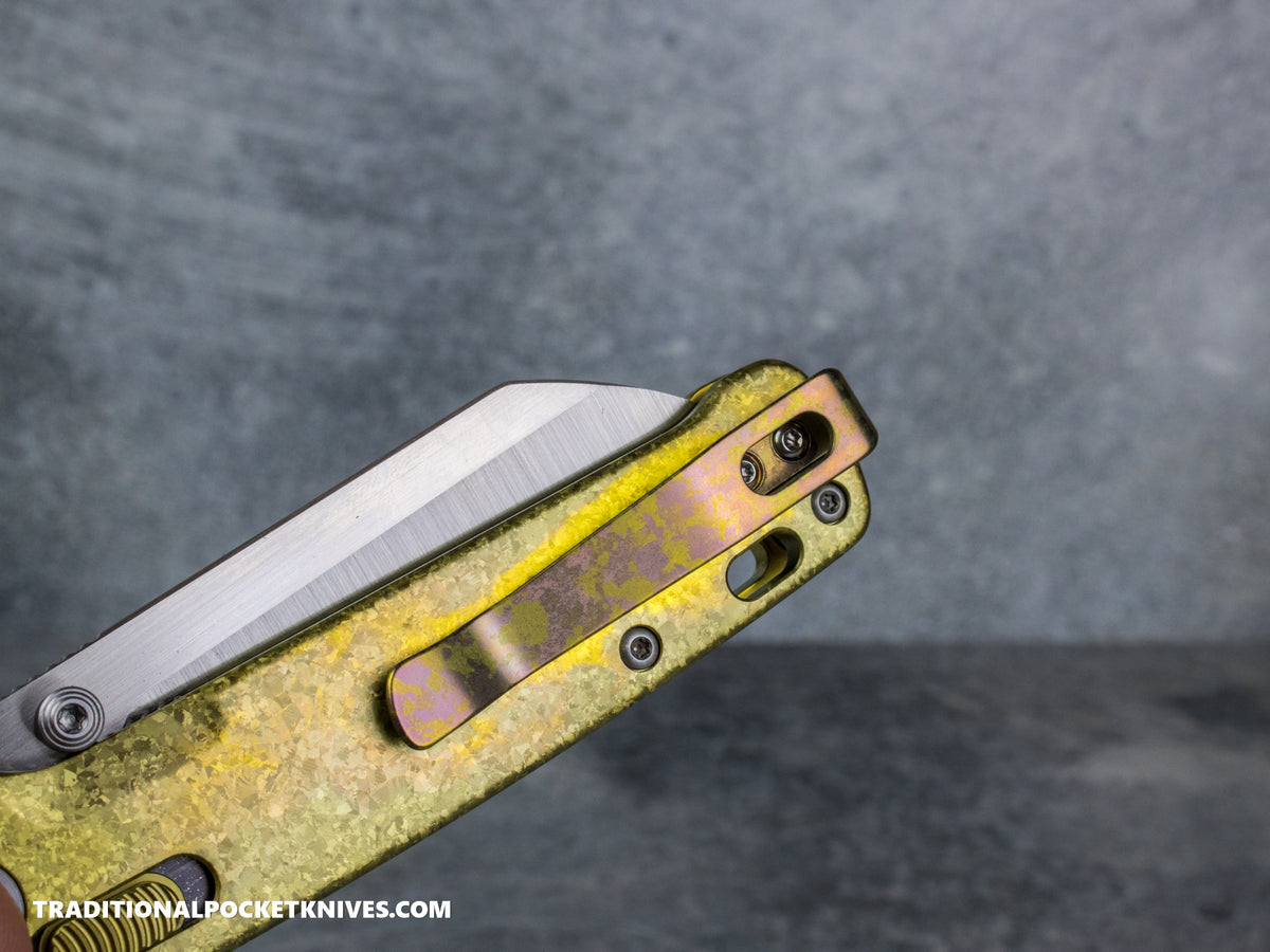 LIMITED RUN: Lynch Northwest Exclusive: QSP Penguin Glyde Lock Right Handed Titanium Clip - Gold Crystalized Titanium