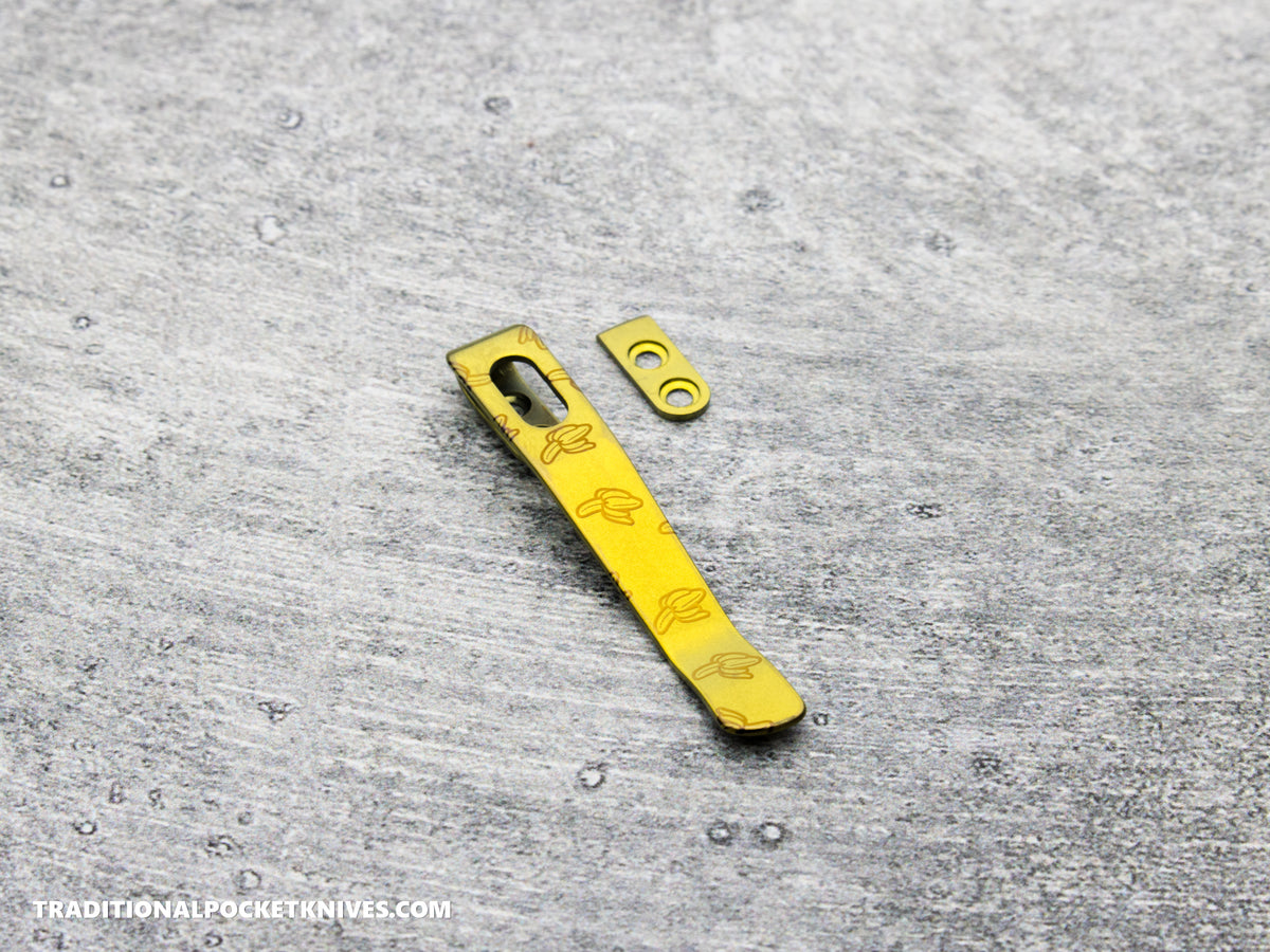 LIMITED RUN: Lynch Northwest Exclusive: QSP Penguin Glyde Lock Right Handed Titanium Clip - Banana