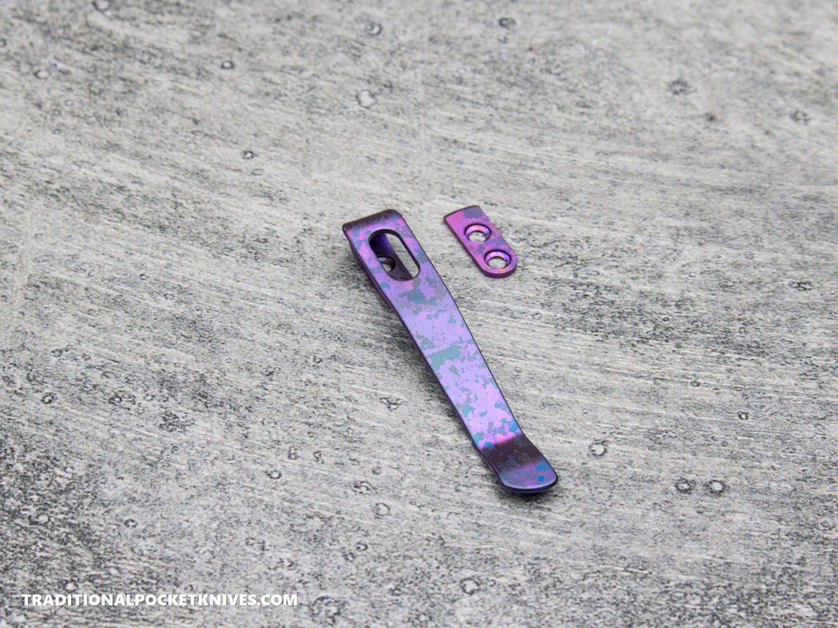 LIMITED RUN: Lynch Northwest Exclusive: QSP Penguin Glyde Lock Right Handed Titanium Clip - Purple Crystalized Titanium