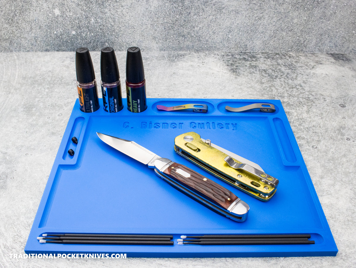 C. Risner Cutlery Knife Maintenance Breakdown Tray Blue