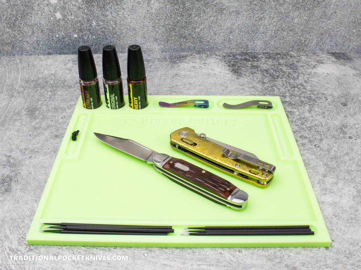 C. Risner Cutlery Knife Maintenance Breakdown Tray Glow in the Dark Green