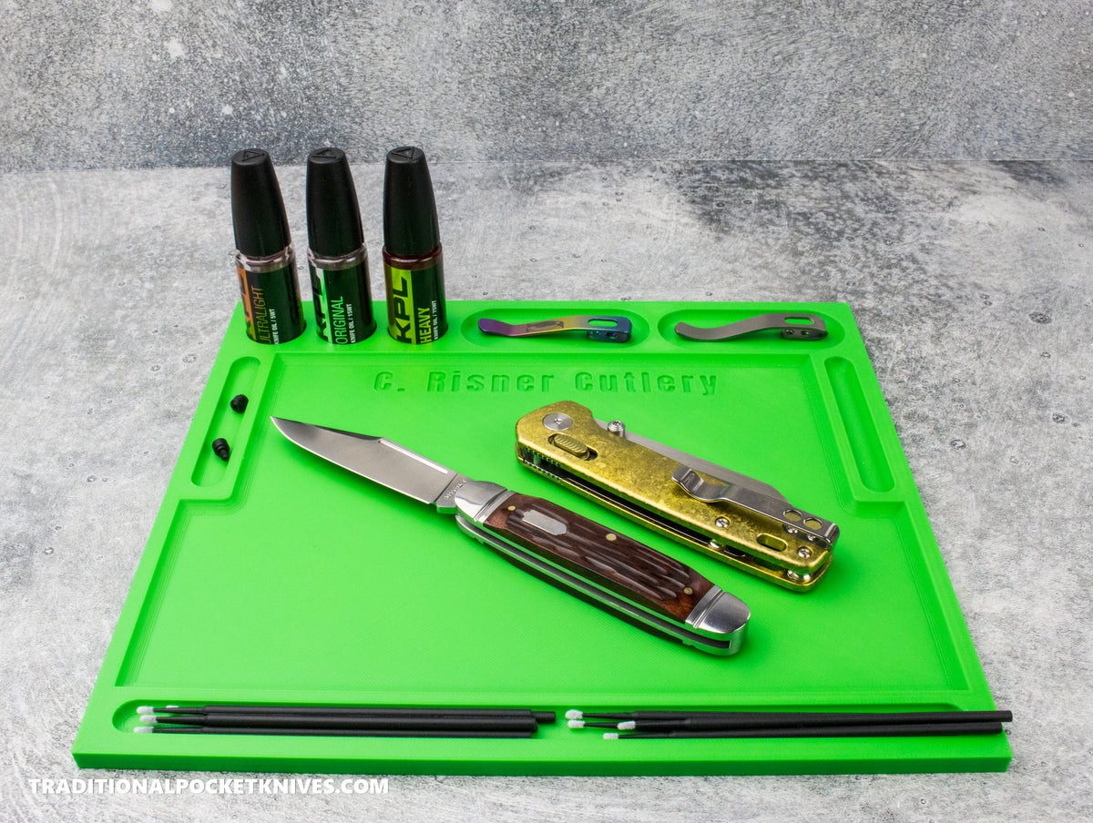 C. Risner Cutlery Knife Maintenance Breakdown Tray Green