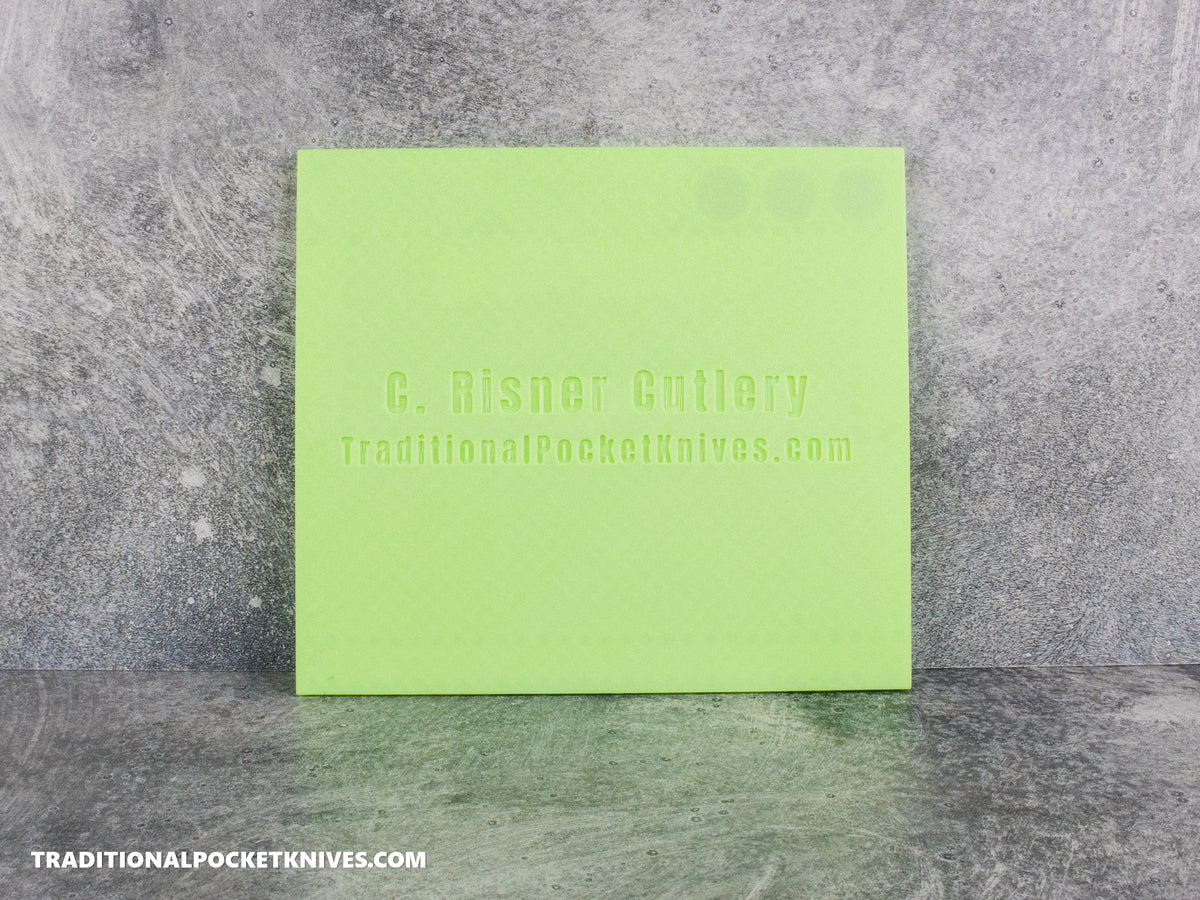 C. Risner Cutlery Knife Maintenance Breakdown Tray Glow in the Dark Green