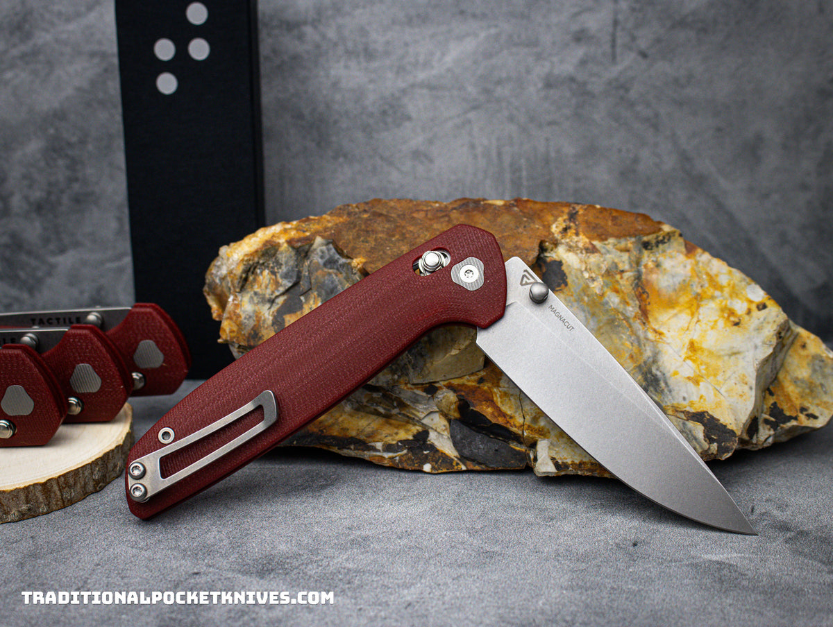 Tactile Knife Co. Maverick Red G-10 Stonewash Magnacut
