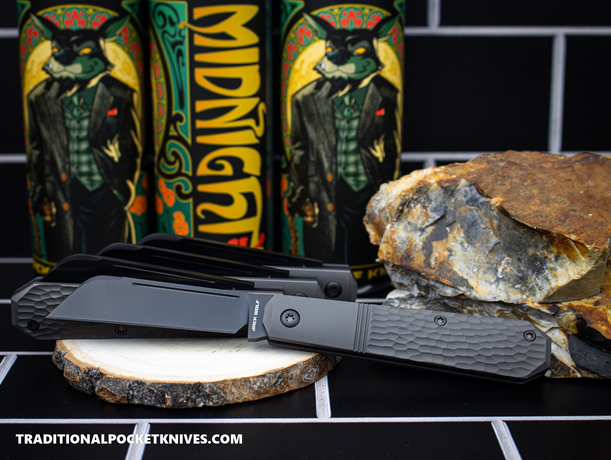 warenfaus Shadow rip tasuki black タスキ Jack Wolf Knives Midnight Jack Titanium Jigged Reverse Tux - C