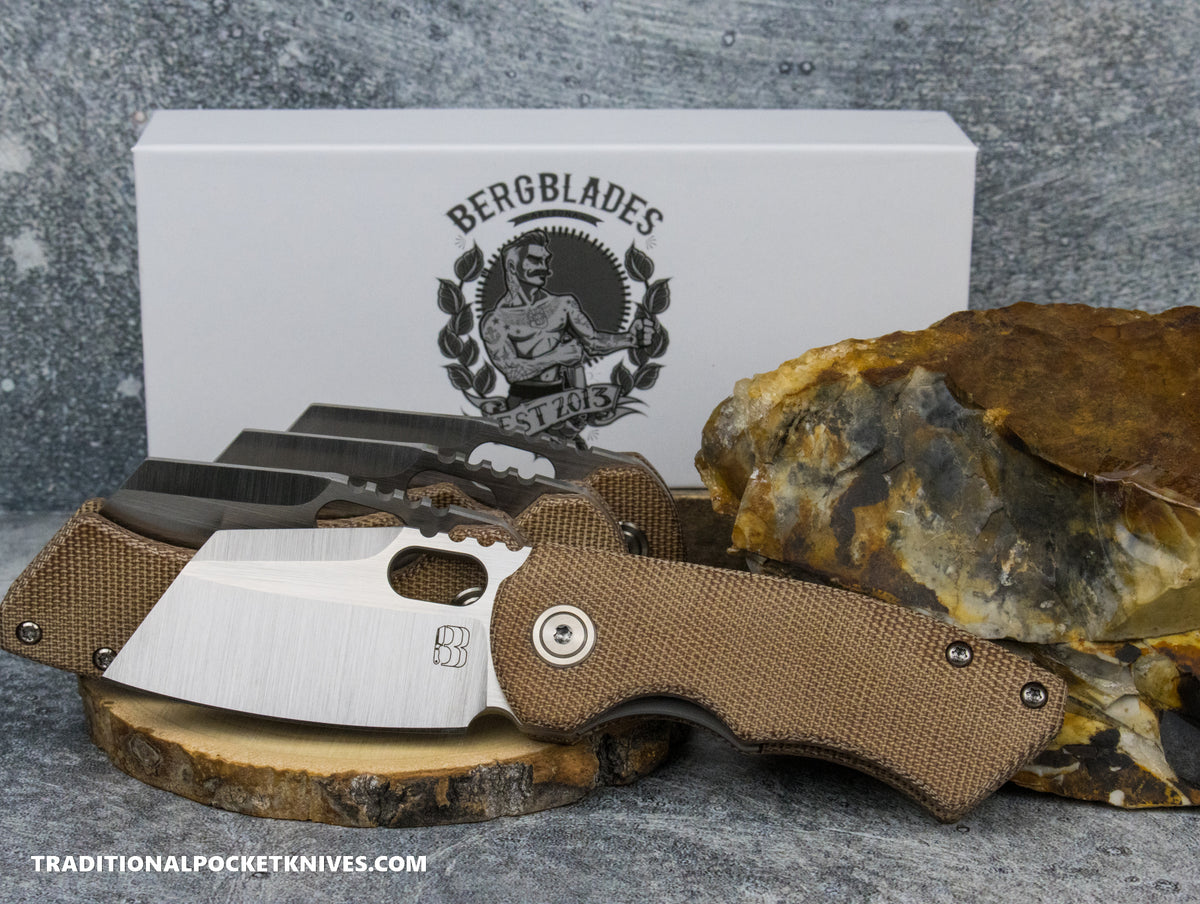 BergBlades Mini SLim 2.0 Natural Micarta S90V Machine Satin