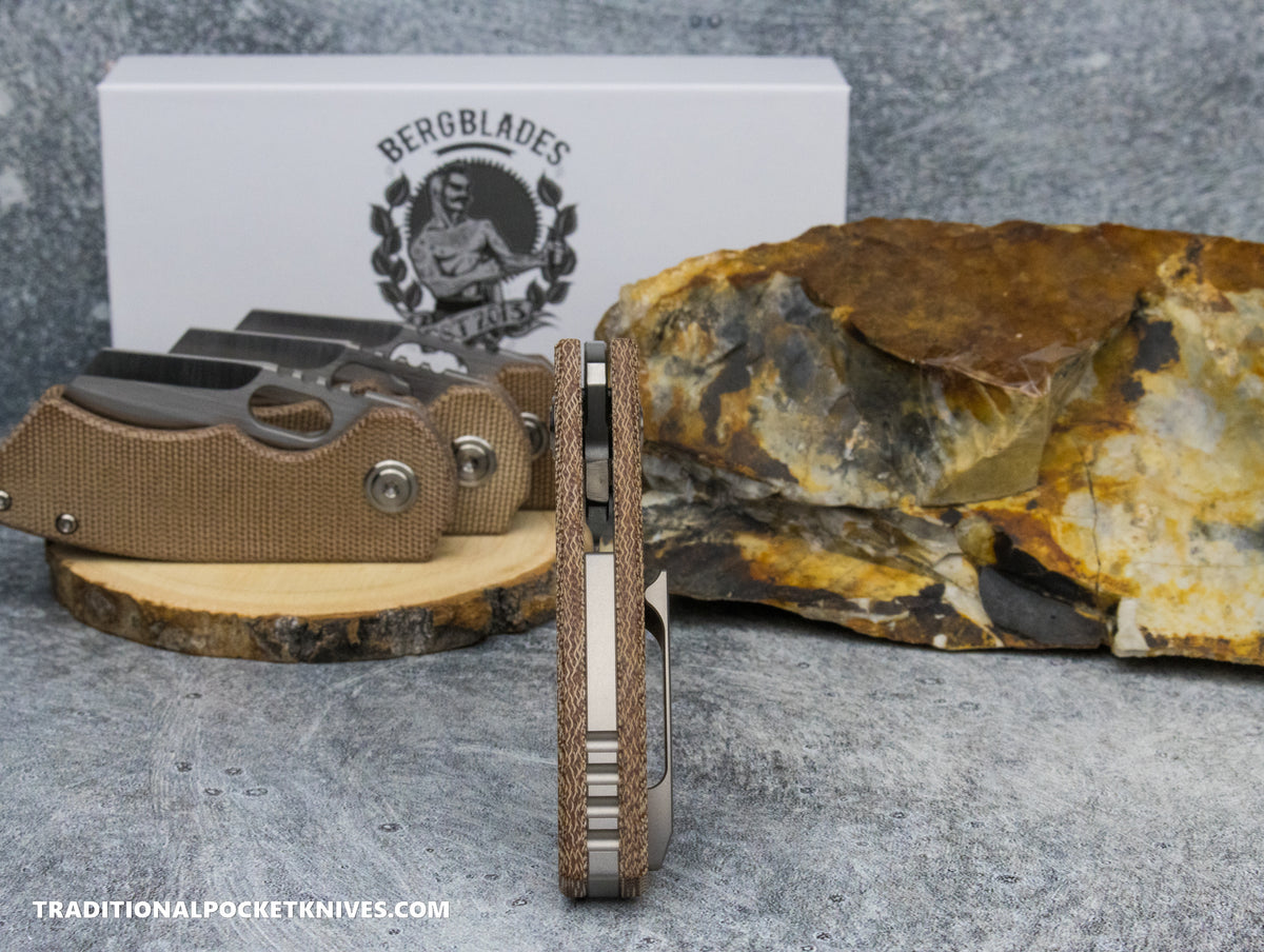 BergBlades Mini SLim 2.0 Natural Micarta S90V Machine Satin