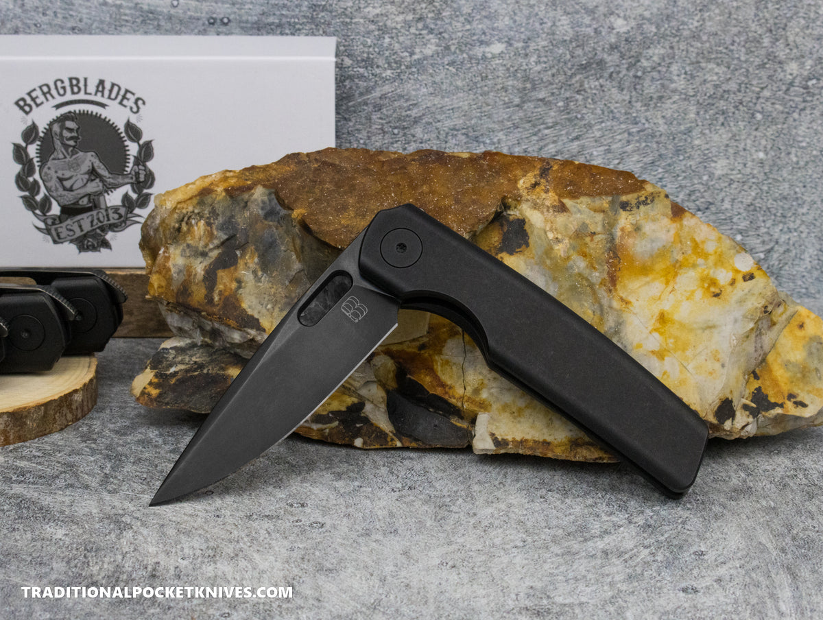 BergBlades Mini Sweeney Full DLC and Stonewashed Titanium Polished and Tumbled Bright DLC Magnacut
