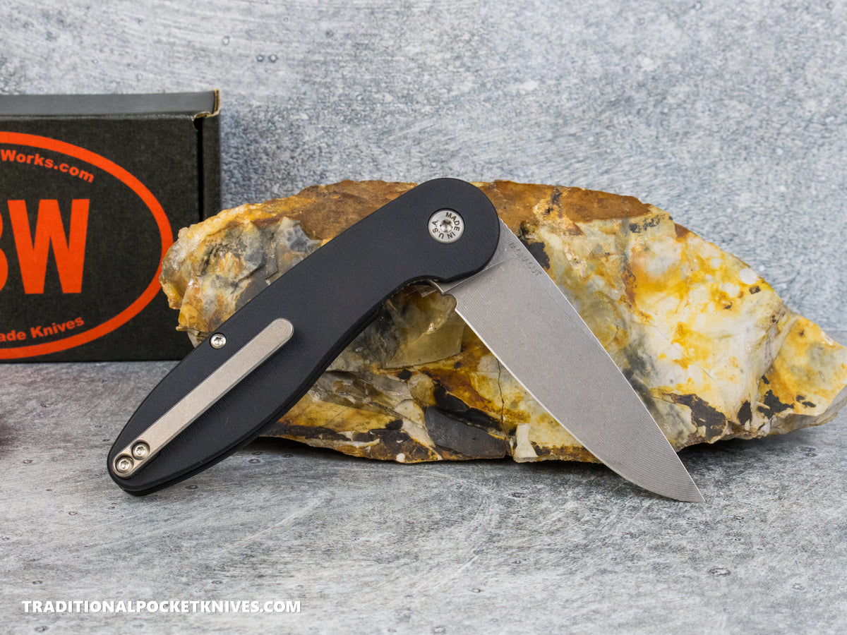 *NO THUMBSTUDS* American Blade Works: Model 1 V7 Liner Lock - Black Aluminum 3D Milled Magnacut