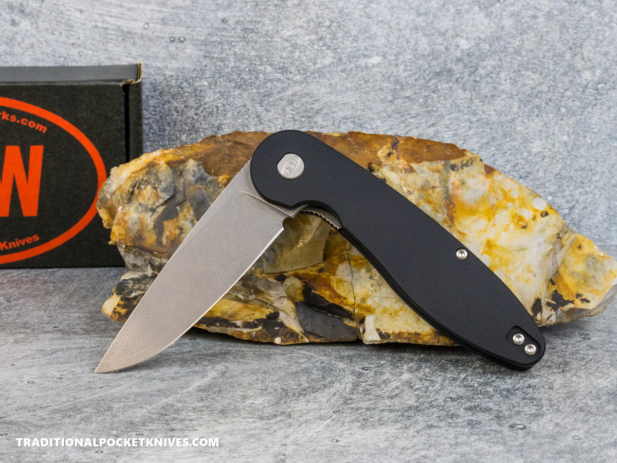 American Blade Works: Model 1 V7 Liner Lock - Black Aluminum 3D Milled Magnacut - No Thumbstuds